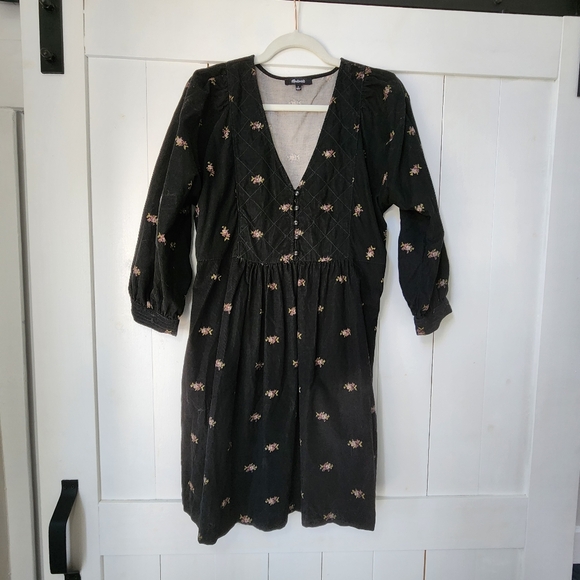 Madewell Corduroy Quilted-Bib Mini Dress in Blurred Ikat - Picture 3 of 7